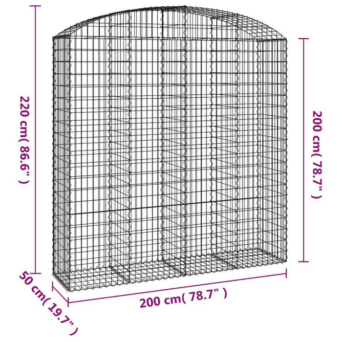Obokana gabonska košara 200x50x200/220 cm pocinkano železo